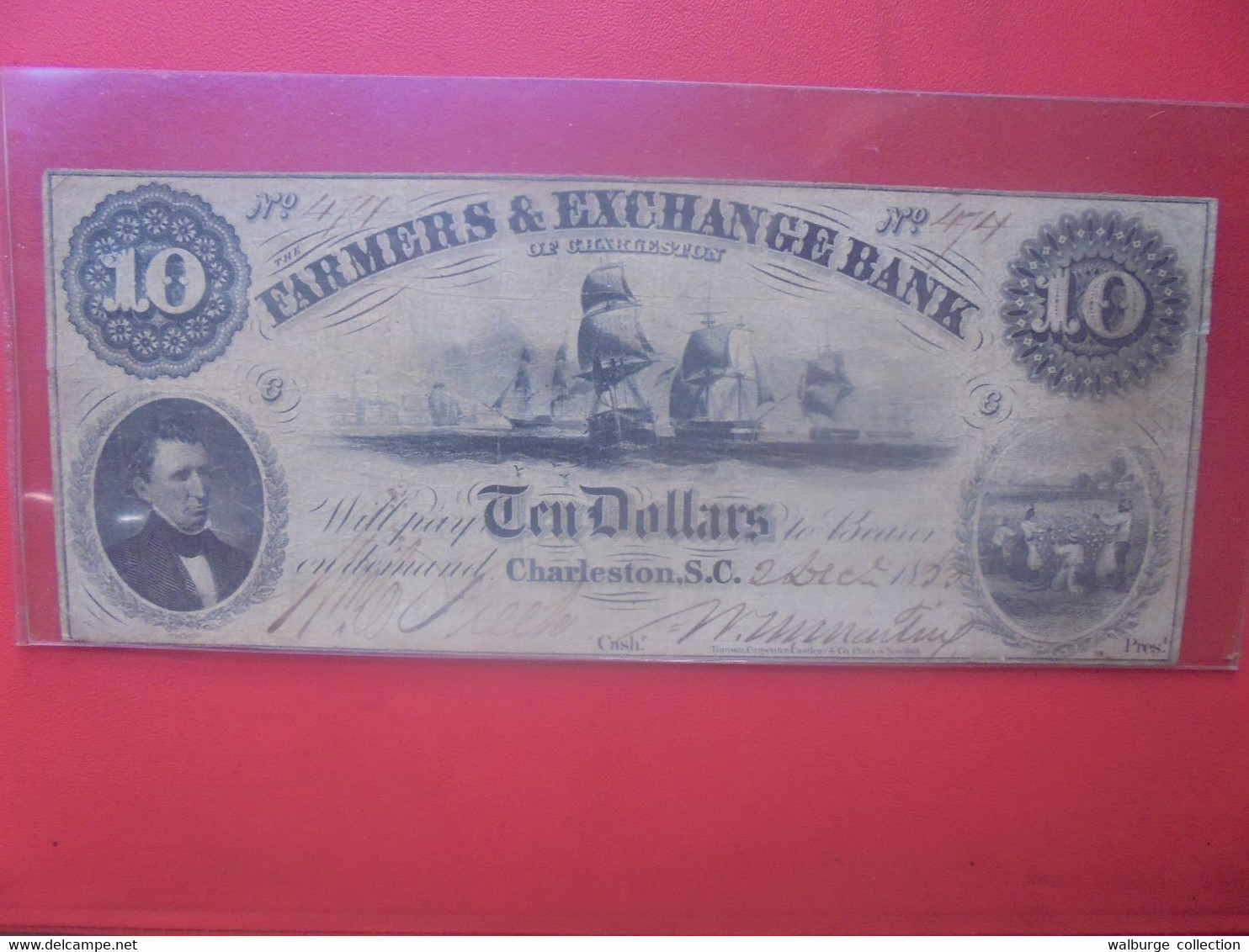 ETATS-UNIS-SOUTH CAROLINA 10$ 1853 ? Circuler(L.8) - South Carolina