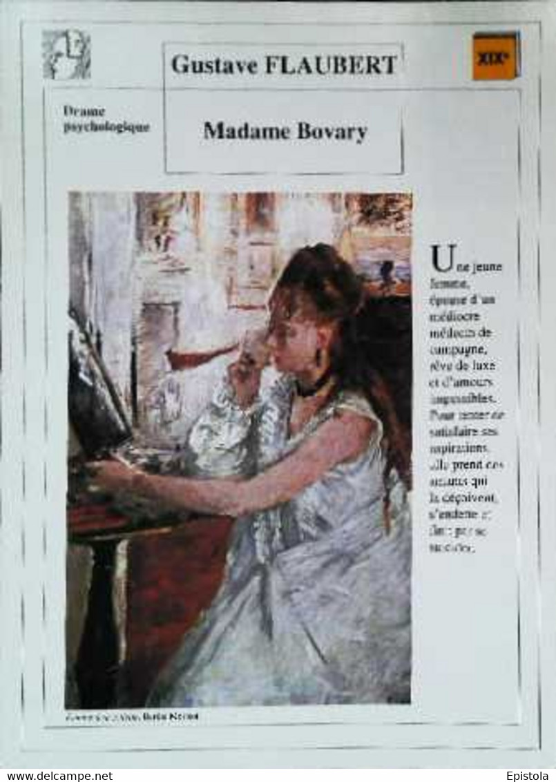 ► CPSM Fiche Litterature Gustave Flaubert Madame Bovary  Femme à Sa Toilette Berthe Morisot - Didactische Kaarten