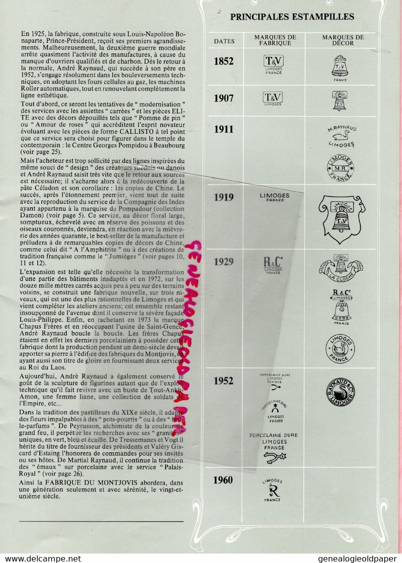 87- LIMOGES- RARE CATALOGUE PORCELAINE PORCELAINES RAYNAUD - SAKAI- 1984 - Limousin