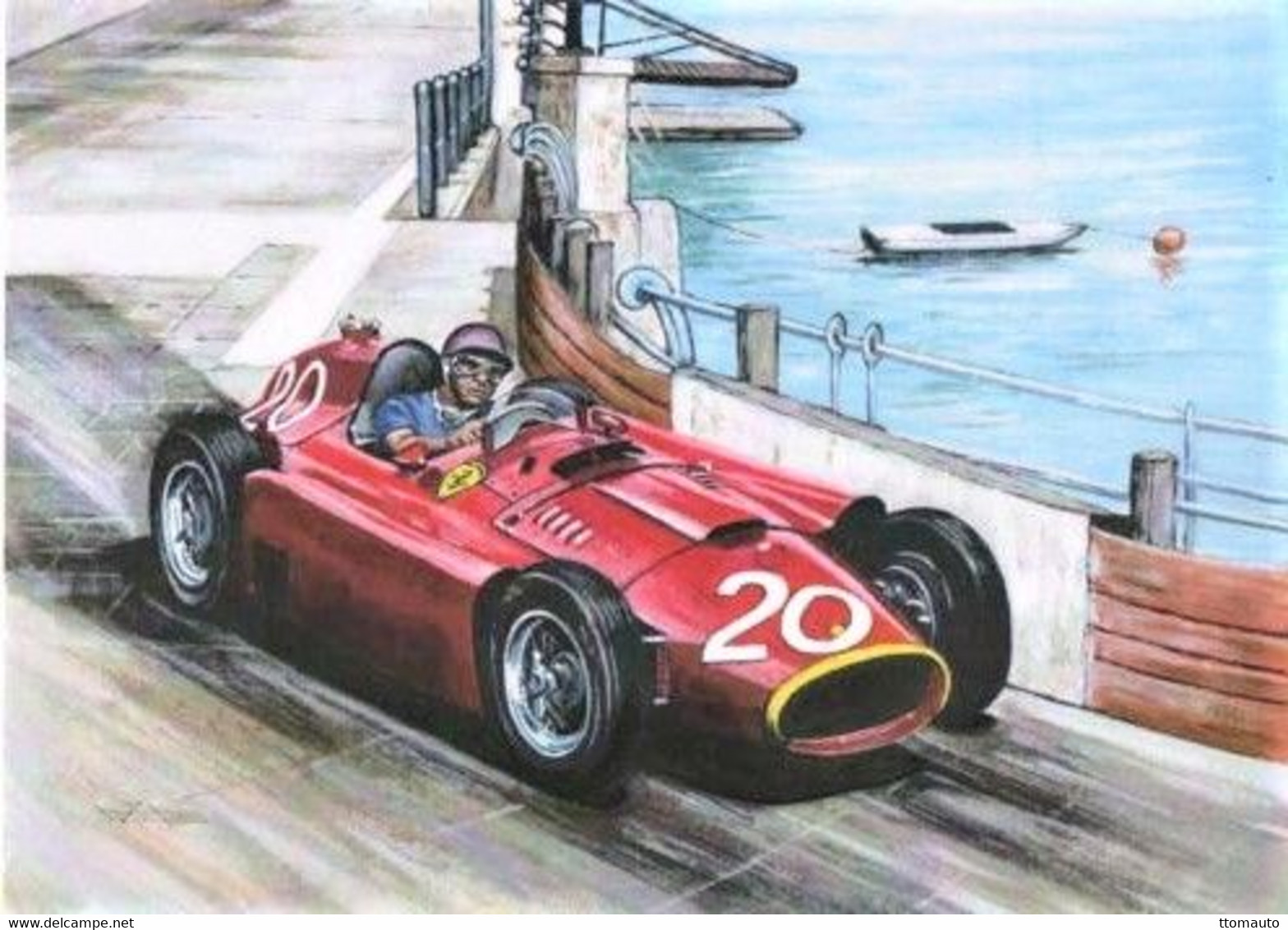 Monaco Grand Prix 1956 - Lancia D50 F1 - Pilote; Juan Manuel Fangio  - Art Card   -  CPM - Grand Prix / F1