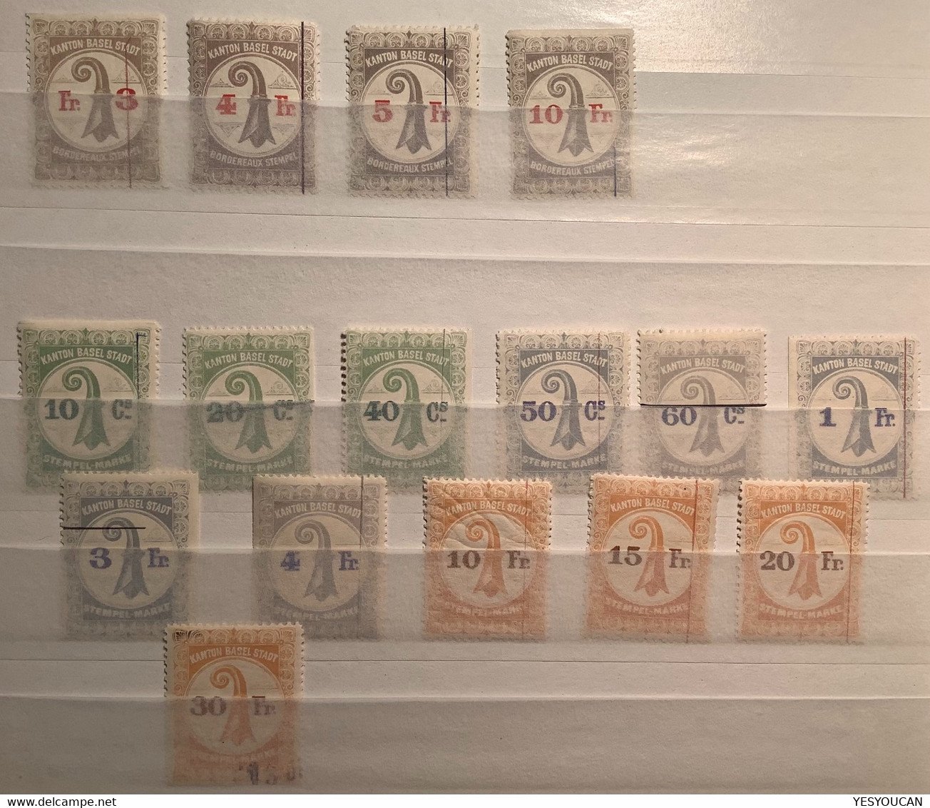 Schweiz Fiskalmarken: BASEL STADT 1899 Stempelmarken 16 Stück (Fiskalmarke Switzerland Revenue Stamps - Fiscales