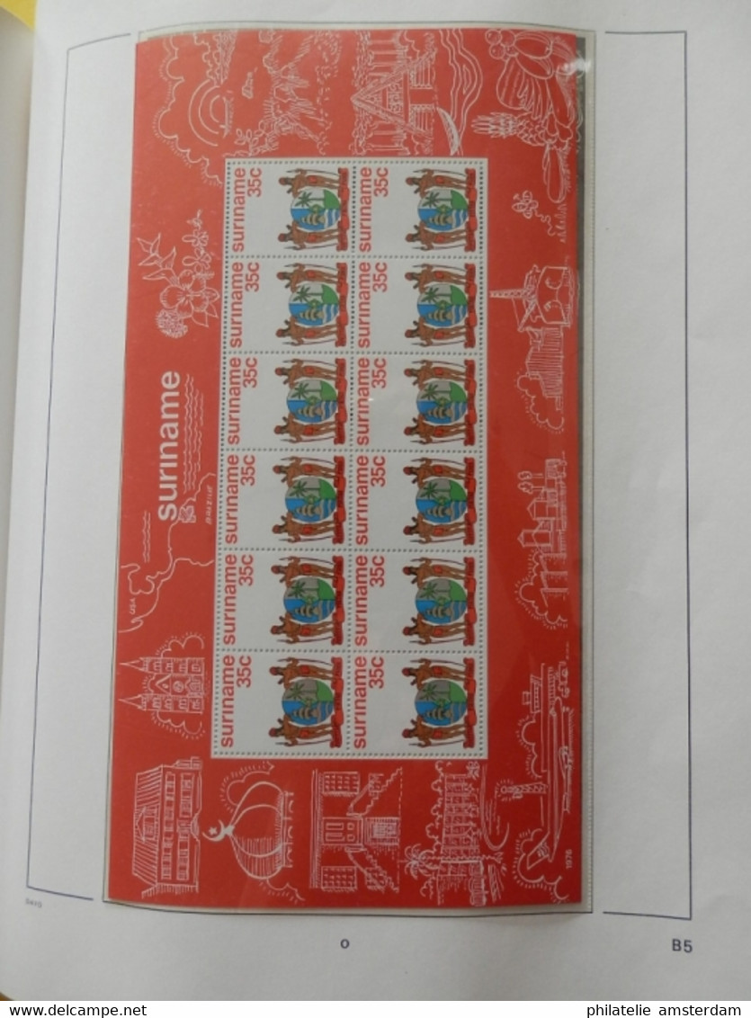 START 1 EURO! Surinam 1975-1985: advanced MNH collection in pre-printed Davo album with slipcase