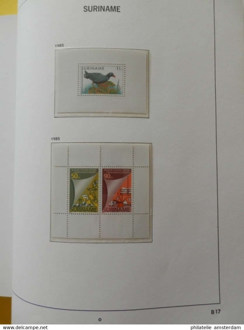 START 1 EURO! Surinam 1975-1985: advanced MNH collection in pre-printed Davo album with slipcase