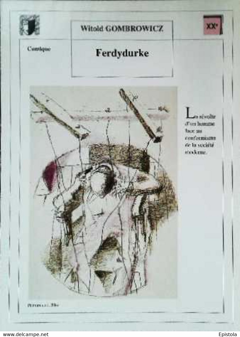 ►   Fiche   Litterature Witold Gombrowicz  Ferdydurke   Peinture De J Oelke - Learning Cards