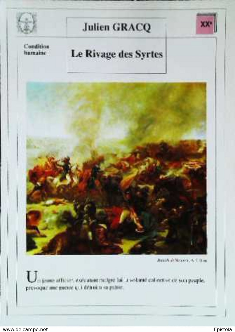 ►   Fiche   Litterature Julien Gracq Le Rivage Des Syrtes  Bataille De Nazareth  A J Gros - Learning Cards