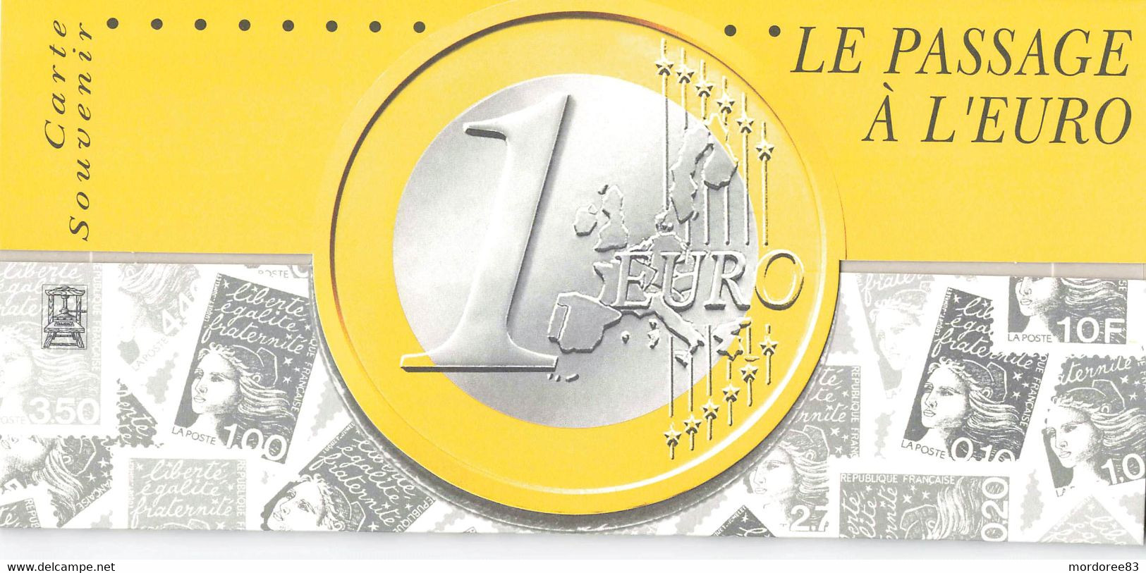 LE PASSAGE A L EURO CARTE SOUVENIR - Blocs Souvenir