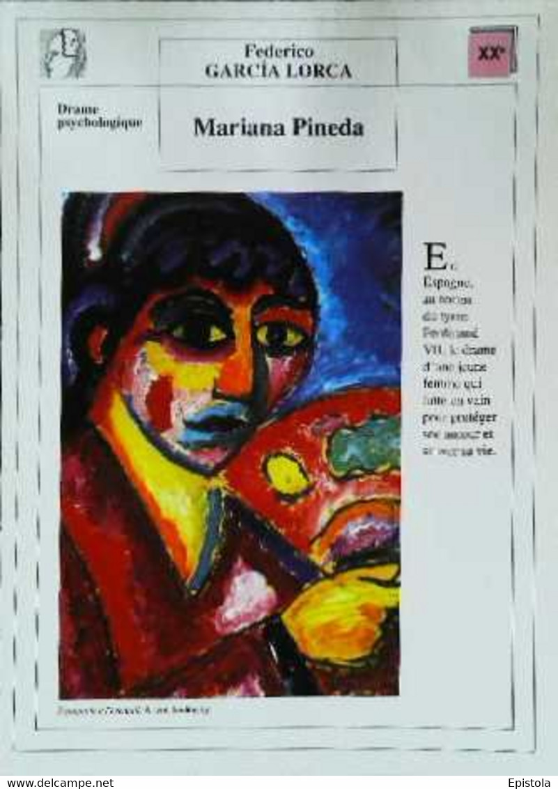 ►   Fiche   Litterature   Federico Garcia Lorca Mariana Pineda   Espagnole à L'éventail A Von Jawlensky - Learning Cards