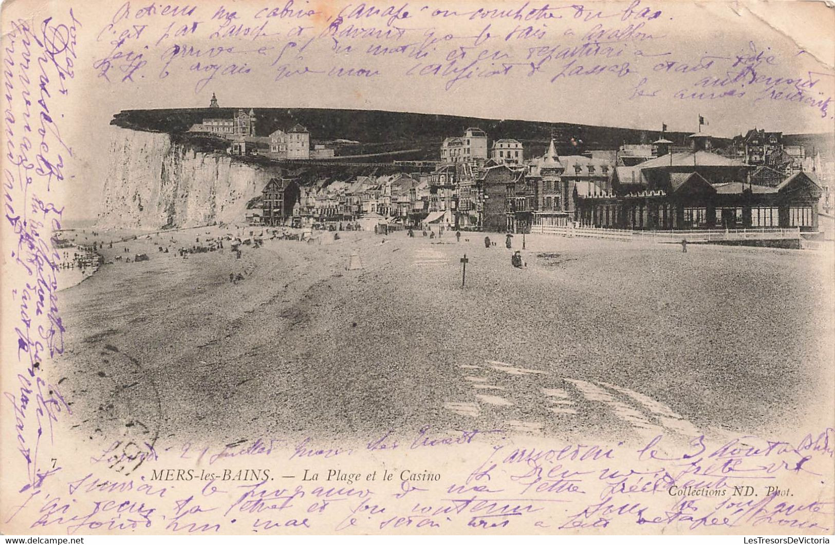 CPA De Mers Les Bains La Plage Et Le Casino - Obliteration Ambulant Du Tréport à Dieppe - Oblitéré à Epinal - Andere & Zonder Classificatie