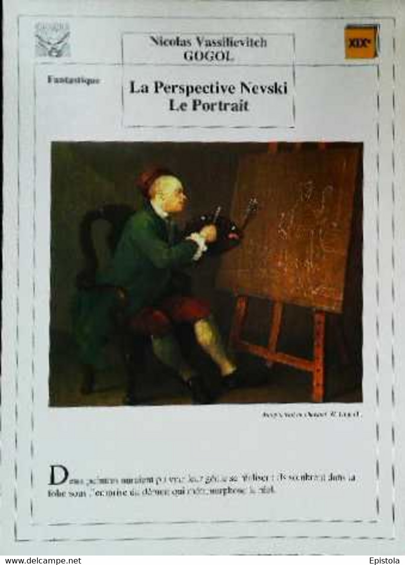 ►   Fiche   Litterature  Nicolas Vassilievitch Gogol La Perspective Nevski  Le Portrait  Autoportrait Chevalet W Hogarth - Learning Cards