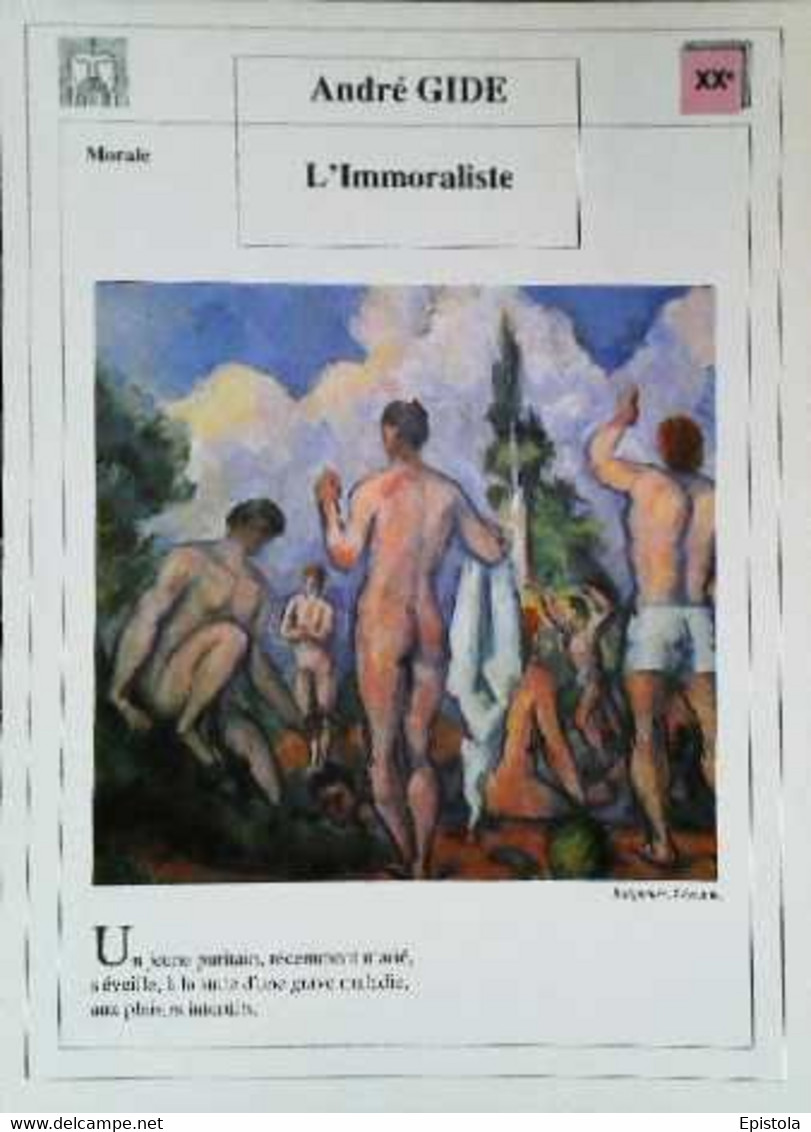 ►   Fiche   Litterature  André Gide L'immoraliste  Baigneurs Cezanne - Learning Cards