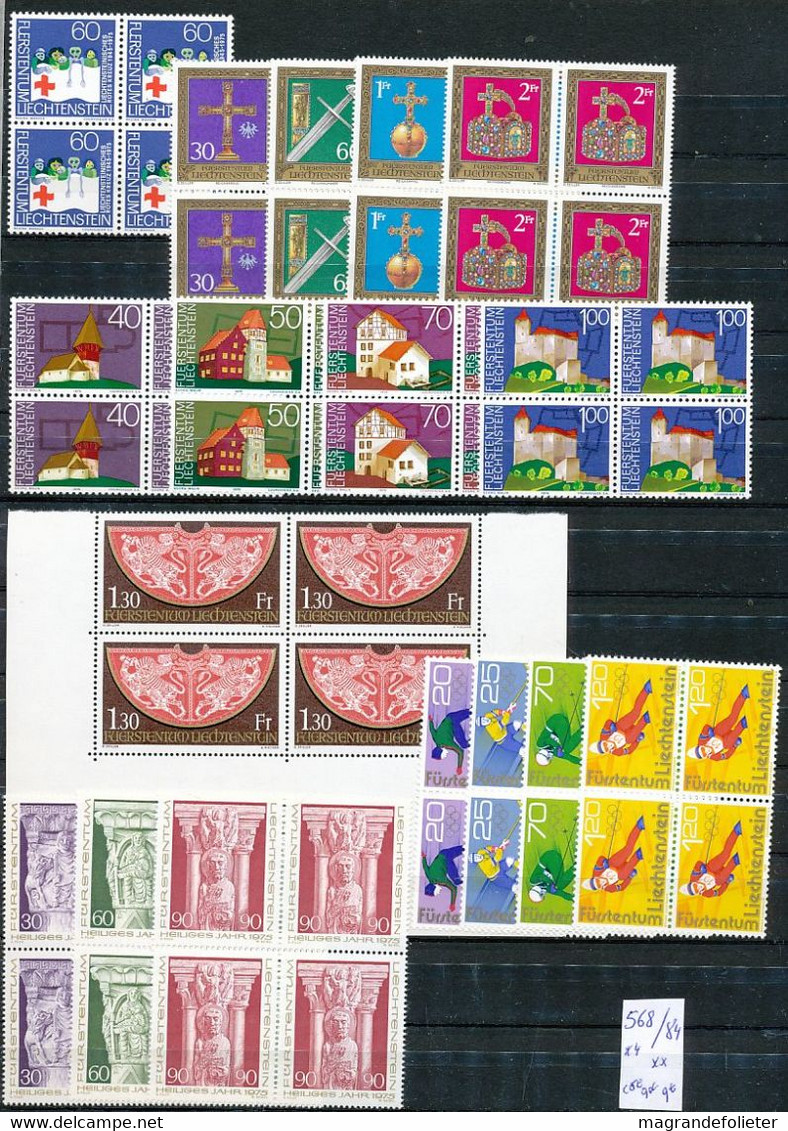 TIMBRE STAMP ZEGEL LOT LIECHTENSTEIN EN BLOC DE 4 SET IN QUATERS 568-584  XX  CÔTE 90 EUROS - Sonstige & Ohne Zuordnung