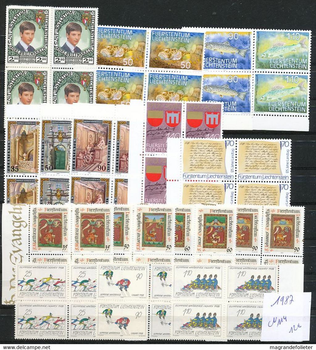 TIMBRE STAMP ZEGEL LOT LIECHTENSTEIN EN BLOC DE 4 SET IN QUATERS ANNEE 1987 CÔTE 114 EUROS - Altri & Non Classificati