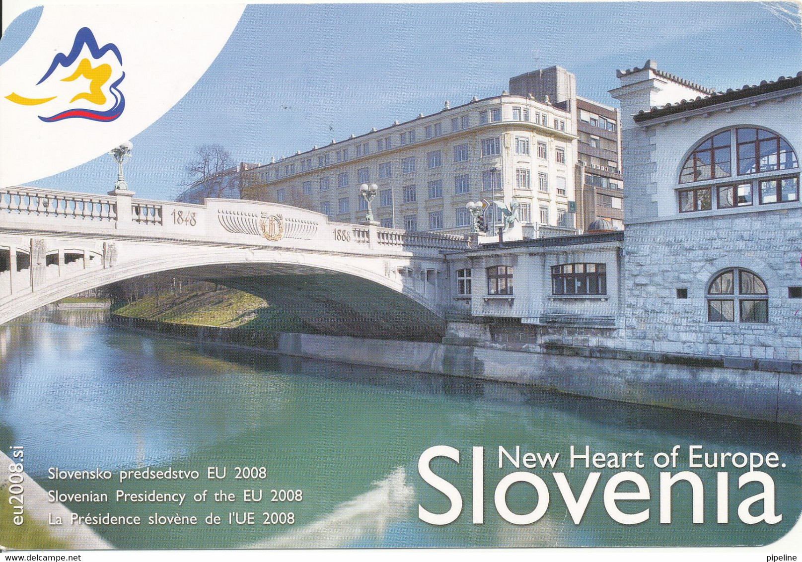 Slovenia Postcard Sent To Denmark 25-4-2008 (Ljubljanica River And The Dragon Bridge) - Slovenia