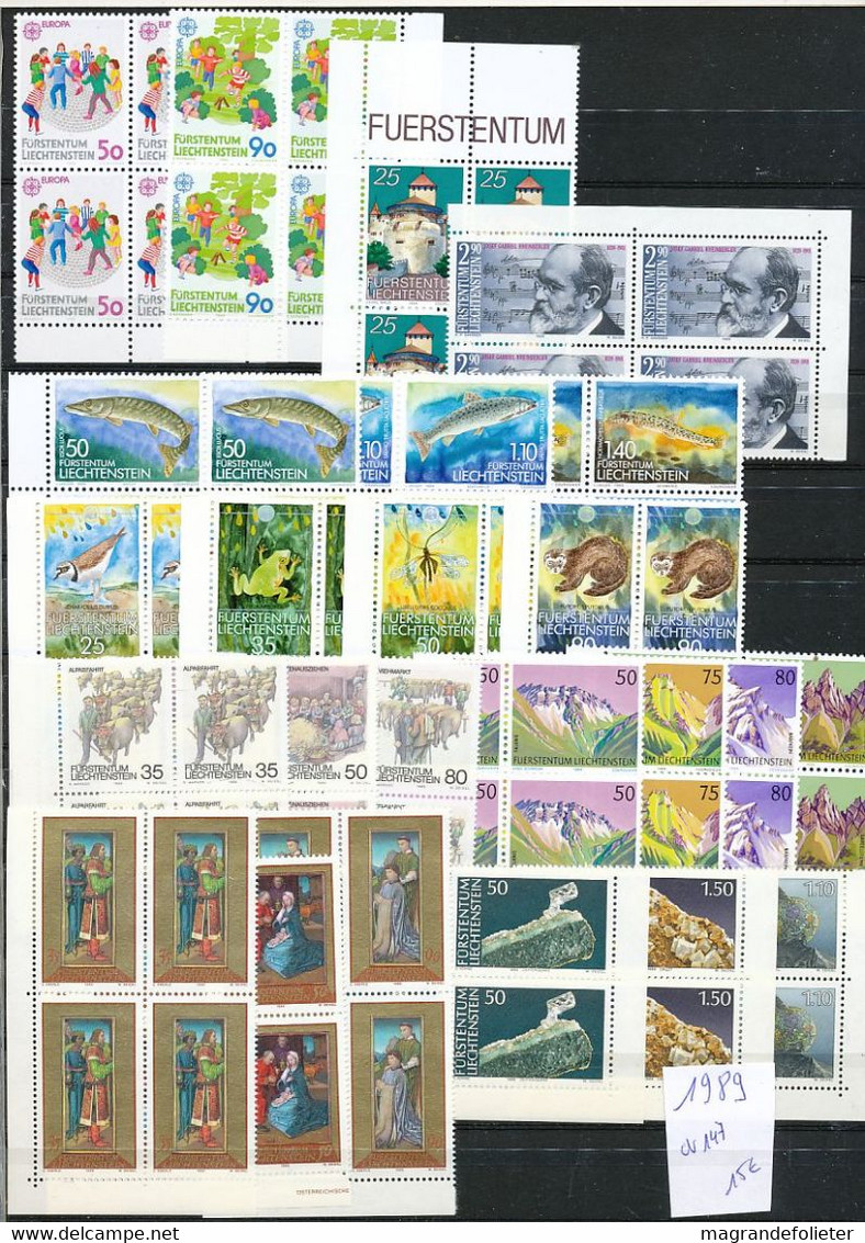 TIMBRE STAMP ZEGEL LOT LIECHTENSTEIN EN BLOC DE 4 SET IN QUATERS ANNEE 1989 CÔTE 148 EUROS - Altri & Non Classificati