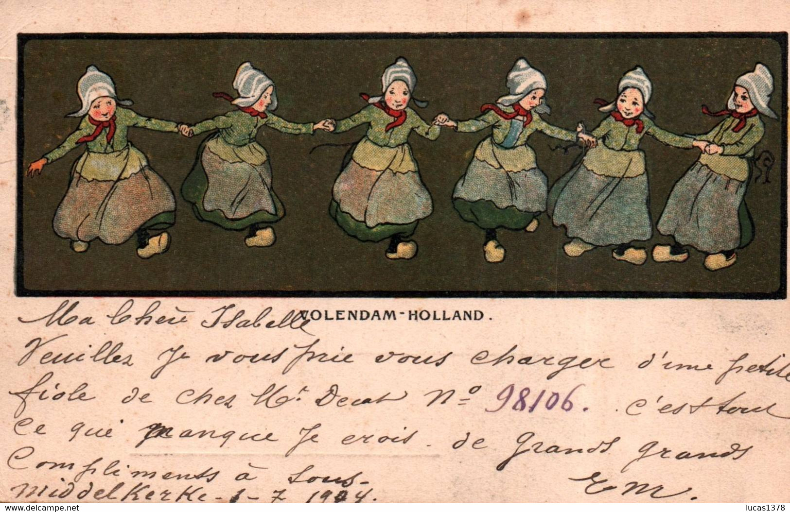 VOLENDAM / JOLIE CARTE ILLUSTRATEUR / DANSE PETITES FILLES - Volendam