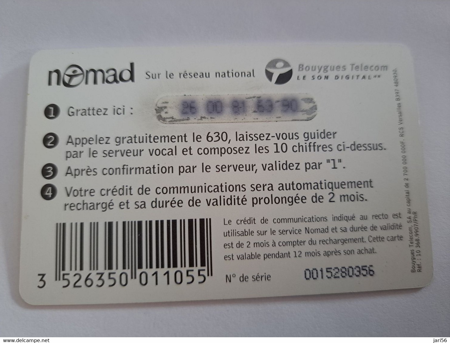 FRANCE/FRANKRIJK  NOMAD CARTE  SMALL FROG   75FR  PREPAID  USED    ** 10654** - Nachladekarten (Handy/SIM)