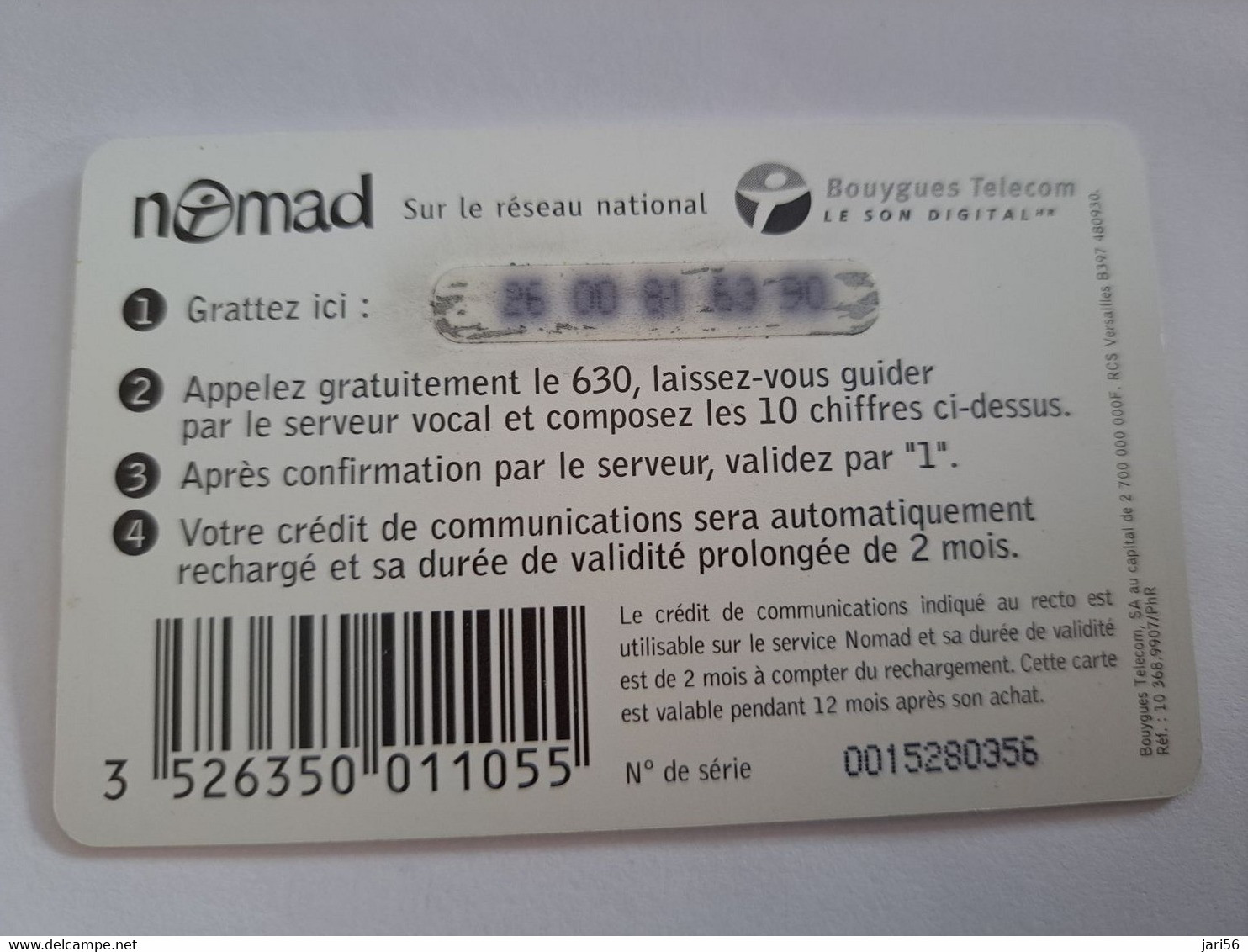 FRANCE/FRANKRIJK  NOMAD CARTE  SMALL FROG   75FR  PREPAID  USED    ** 10654** - Mobicartes (GSM/SIM)