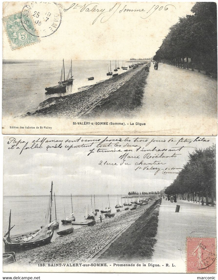 80 - LOT 2 CPA - SAINT VALERY Sur SOMME - La Digue, Promenade De La Digue - Saint Valery Sur Somme