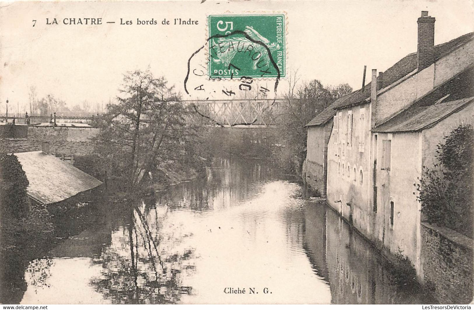 Oblitération Ambulant Chateauroux - Sur CPA La Chatre Les Bords De L'indre - 1908 - Sonstige & Ohne Zuordnung