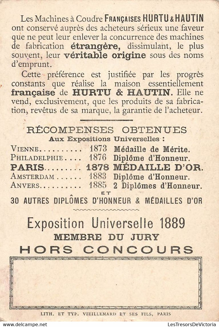 Chromos Machines à Coudre Francaises - HURTU ET HAUTAIN - Paris - 7.5x11cm - Enfants Cherchant Dans Un Coffre - Otros & Sin Clasificación