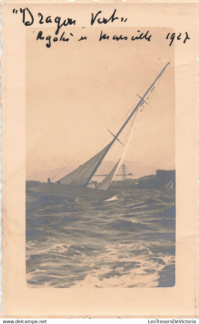 CPA Photo - Bateaux Le Dragon Vert - Régate à Marseille En 1927 - Voilier - Segelboote