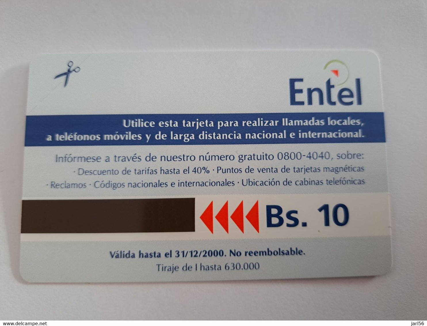 BOLIVIA  BS 10.00 TODO PARA NOSOTRAS  TAMBIEN EN ENTELNET / URMET  ENTEL/BOLIVIA  NICE MINT  CARD     ** 10688** - Bolivia