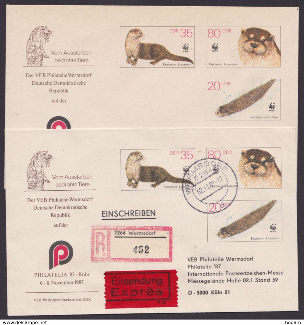 U 7, 2x Zudruck "Philatelie 1987", 1x *, 1x O - Enveloppes - Neuves