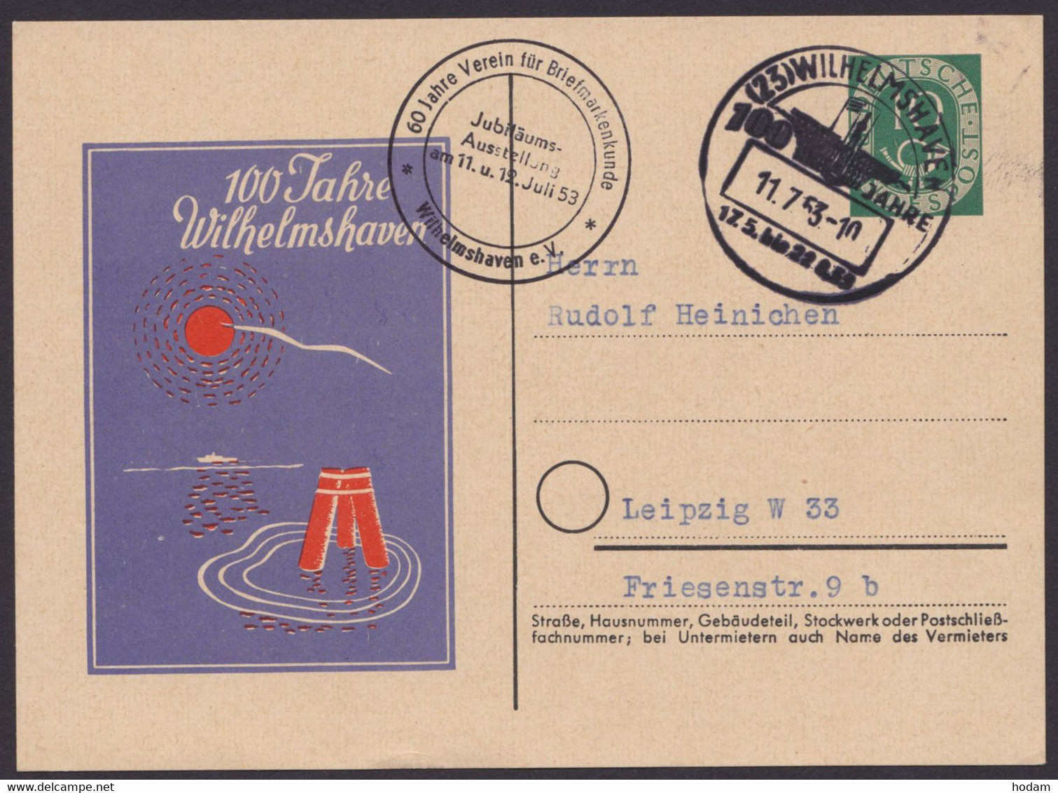 PP 3 B 2/02 "100 Jahre Wilhelmshaven", Pass. Sst - Postales Privados - Usados