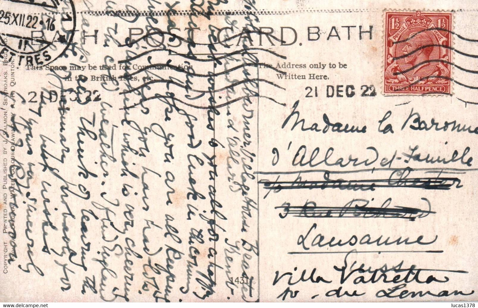 BATH FROM MAGDALEN GARDENS BEECHENCLIFF, CPA 1922 - Bath