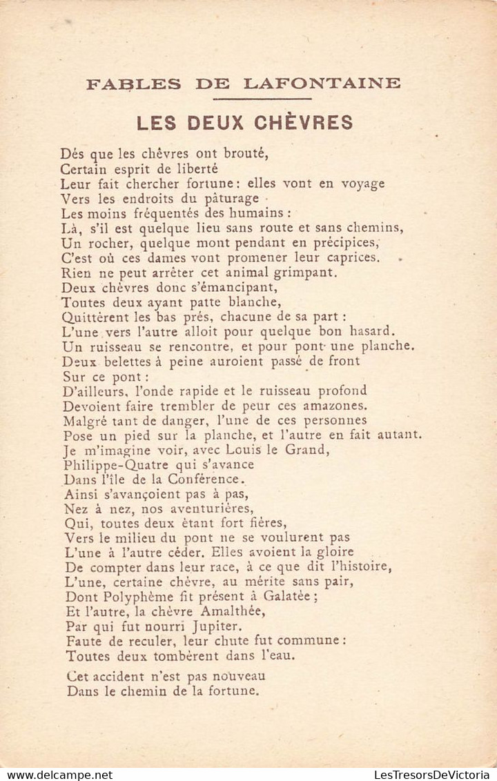 Image Fables De La Fontaine - Les Deux Chèvres - Illustration Gustave Doré - Publicité Solution Patauberge - 9x14cm - Sonstige & Ohne Zuordnung