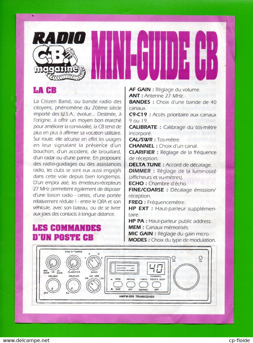 MINI GUIDE . RADIO C.B. - Réf. N°771F - - Audio-Visual