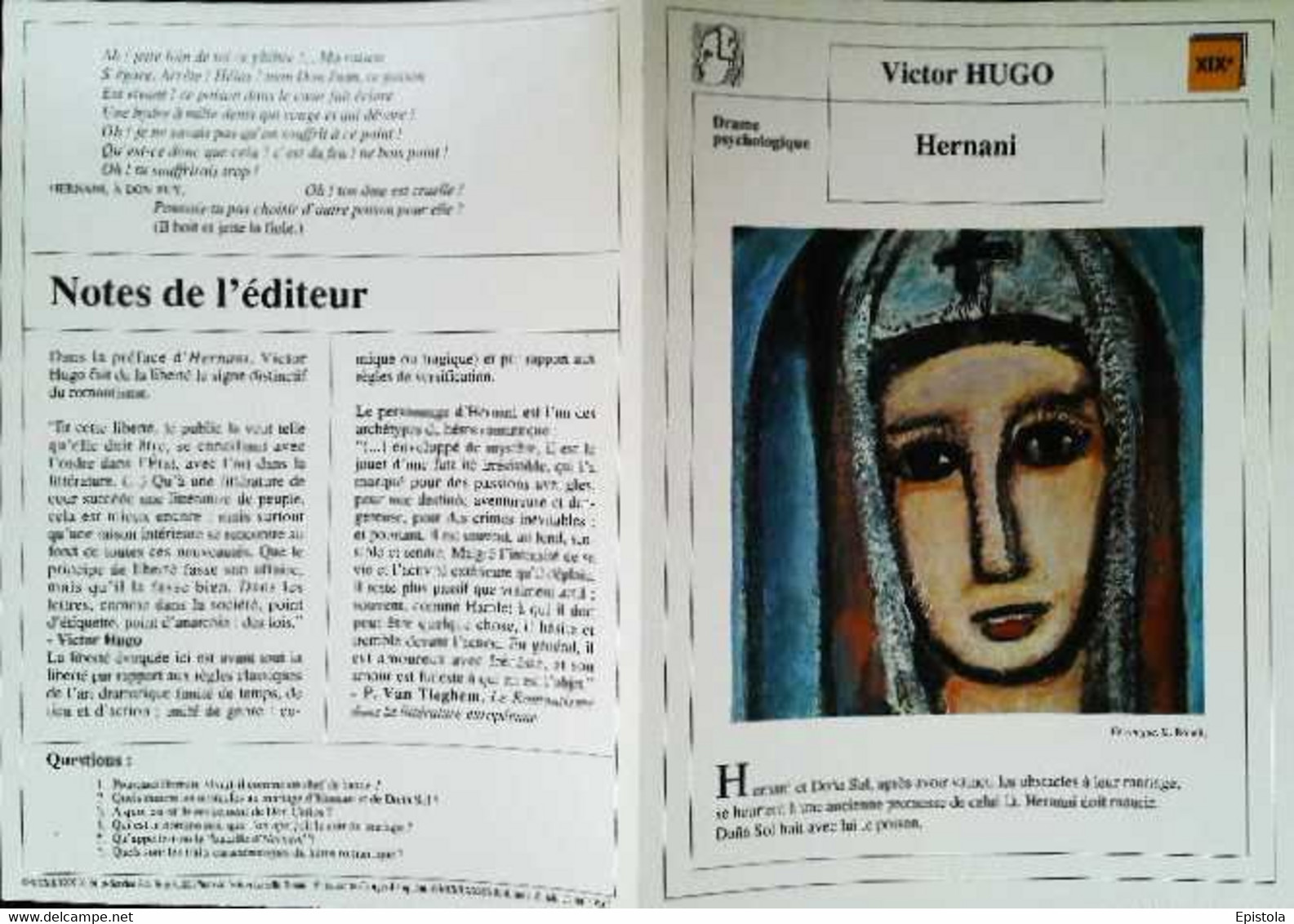 ►   Fiche   Litterature  Victor Hugo  Hernani  Véronique G Roualt - Learning Cards