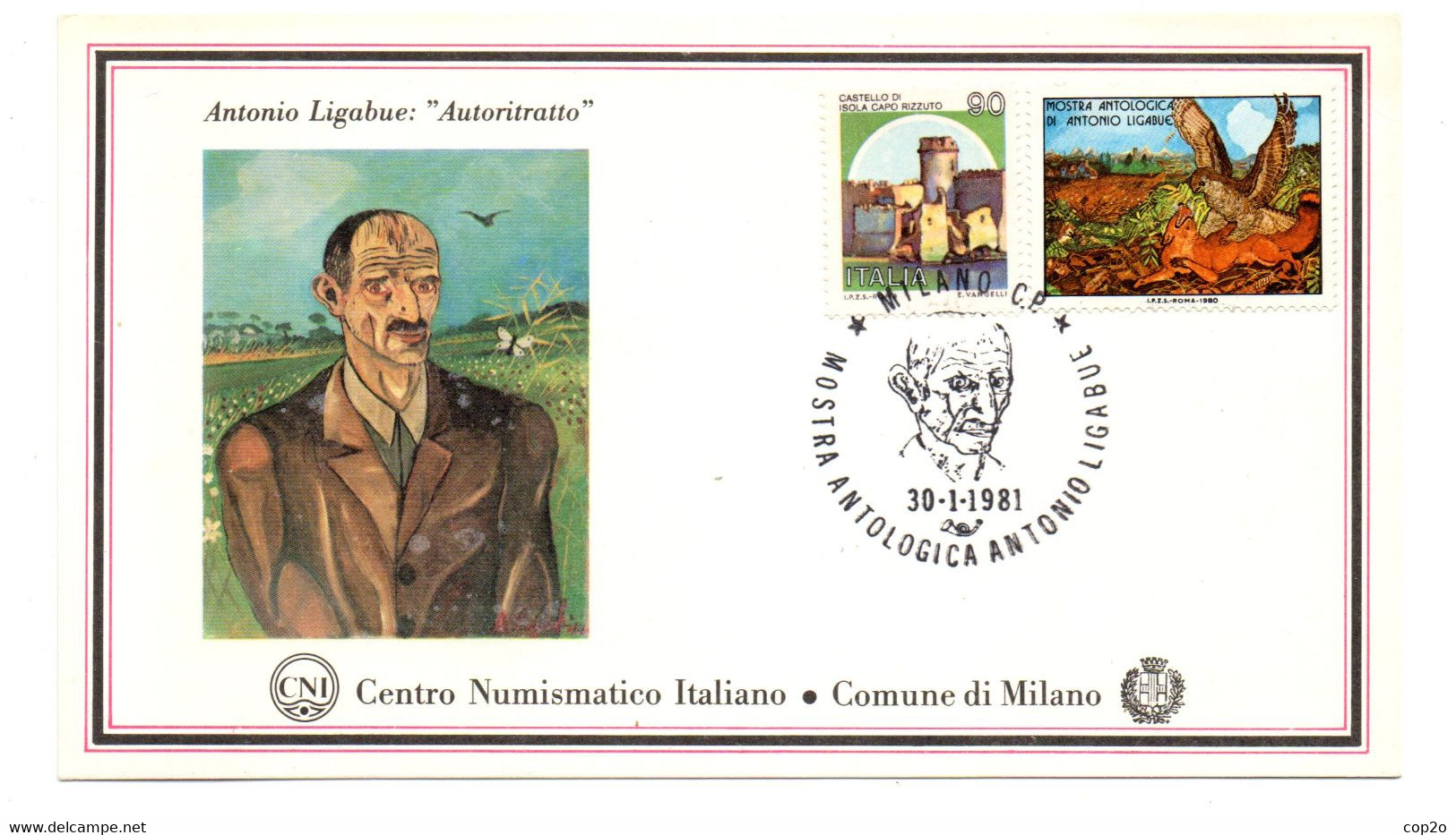 30-1-1981 Mostra Antologica Antonio Ligabue- Milano - 1981-90: Storia Postale