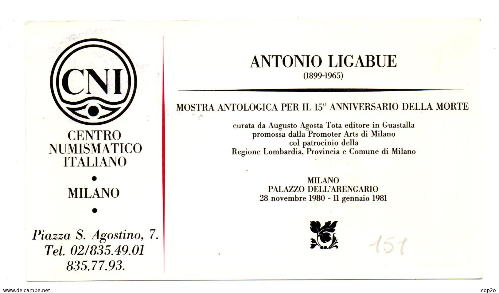 30-1-1981 Mostra Antologica Antonio Ligabue- Milano - 1981-90: Storia Postale