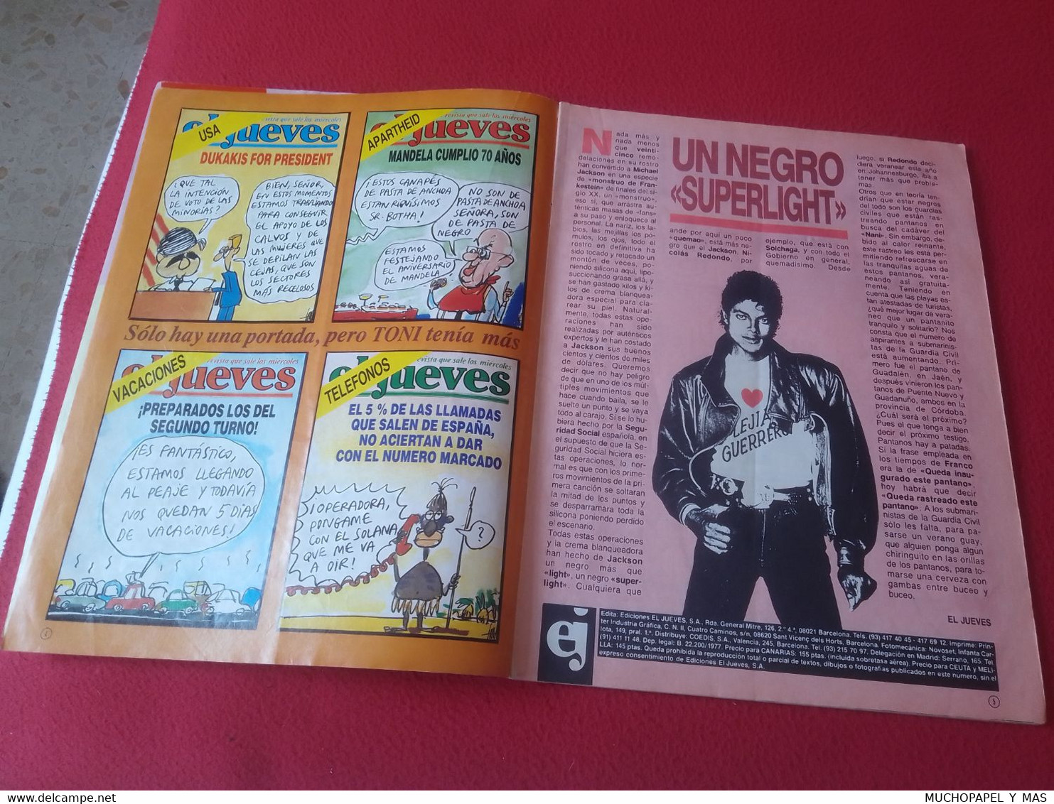 SPAIN ESPAGNE ANTIGUA REVISTA OLD SPANISH MAGAZINE EL JUEVES Nº 583 1988 TEMAS VARIADOS..MICHAEL JACKSON..QUE VIENE COCO - [2] 1981-1990