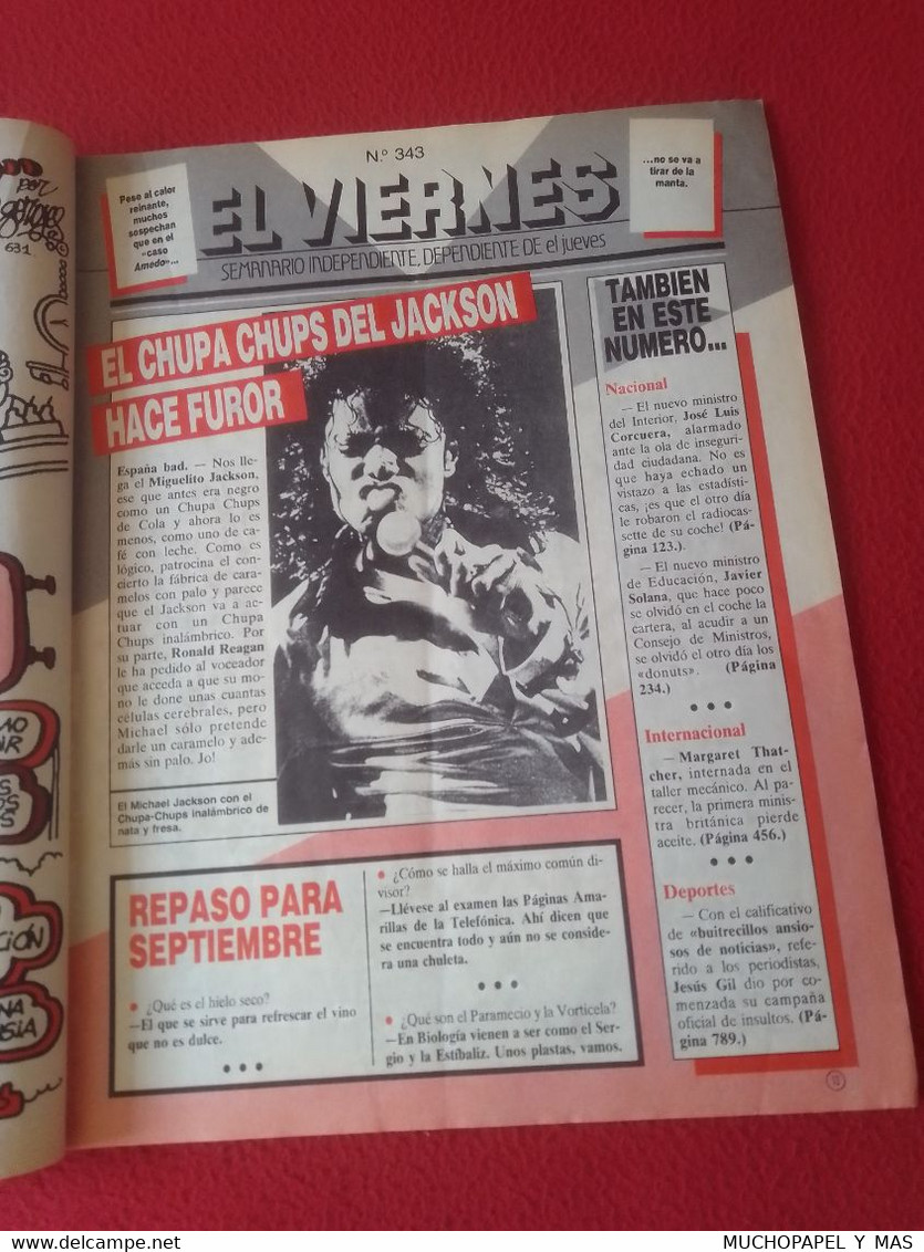 SPAIN ESPAGNE ANTIGUA REVISTA OLD SPANISH MAGAZINE EL JUEVES Nº 583 1988 TEMAS VARIADOS..MICHAEL JACKSON..QUE VIENE COCO