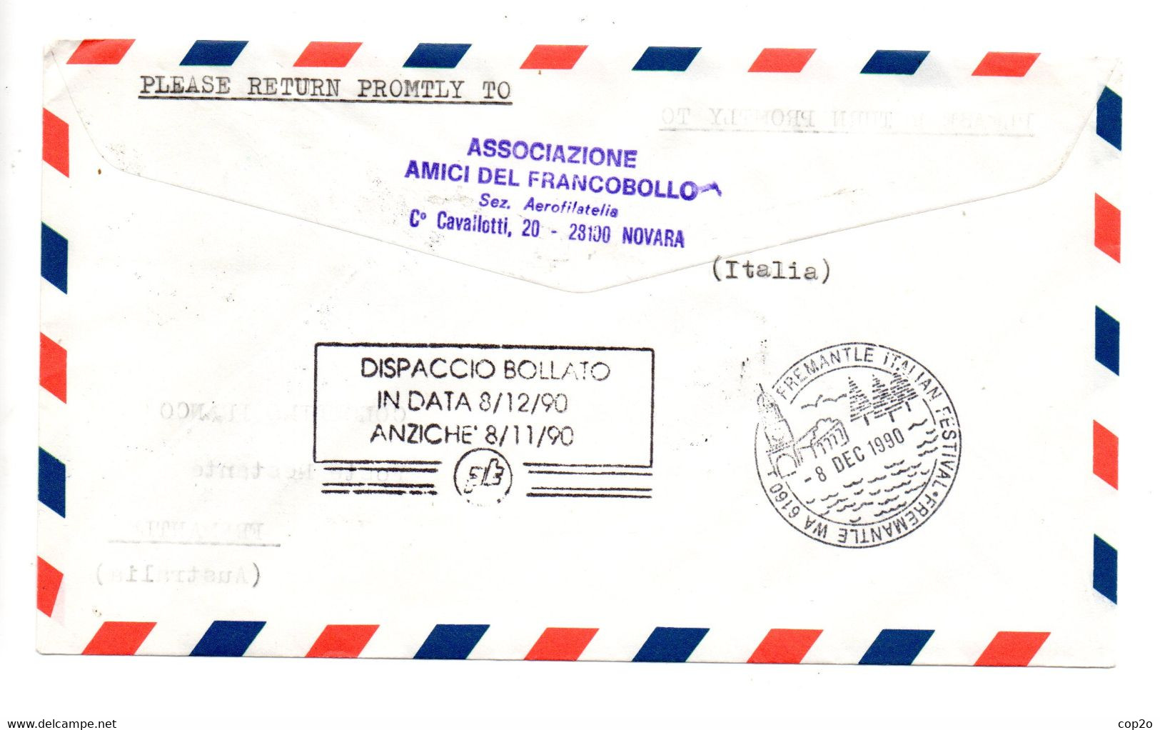 5-11-1990 Gemellaggio Di Cultura- Capo D'Orlando - 1981-90: Storia Postale