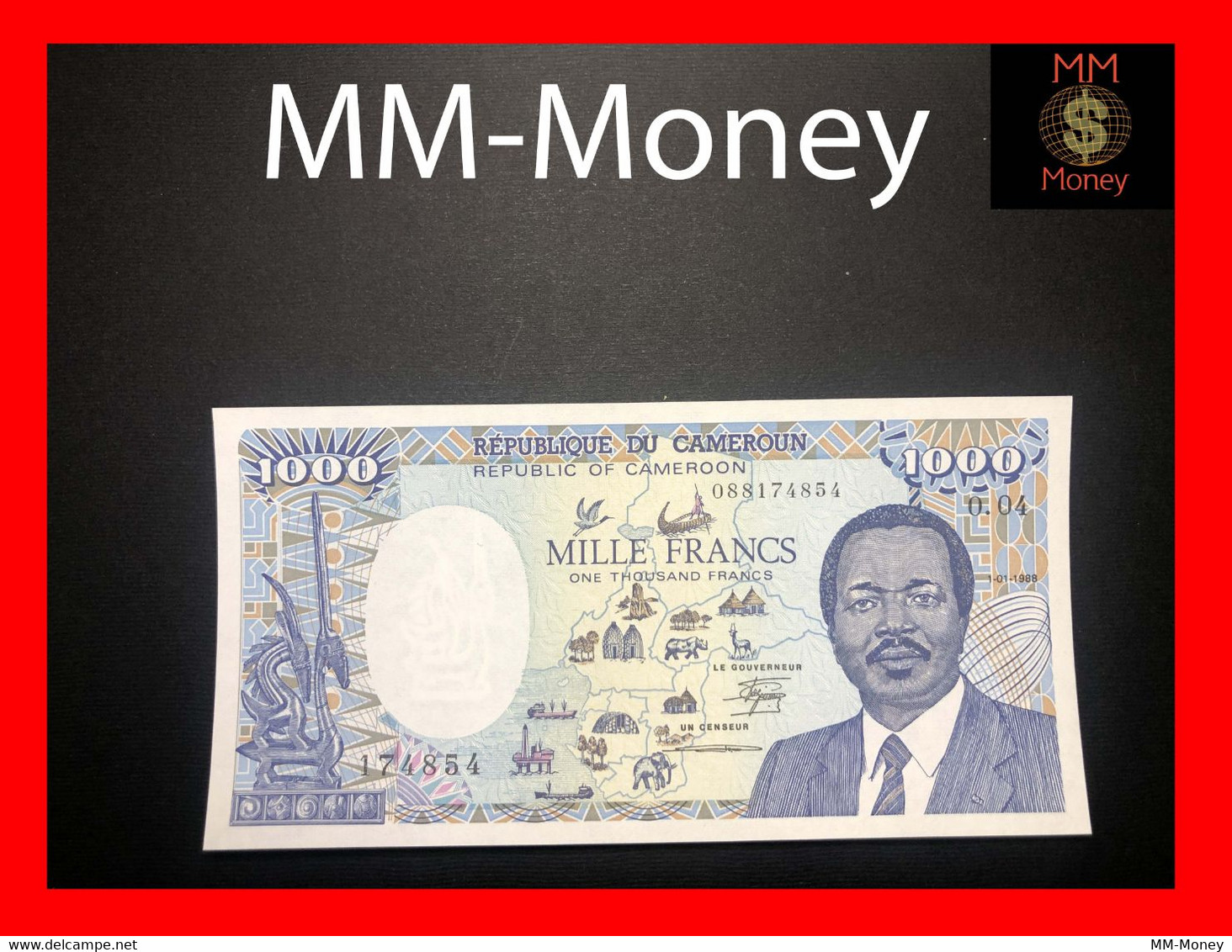 Cameroon - Cameroun   1.000  1000 Francs  1.1.1989  P. 26  "scarce"     UNC      [MM-Money] - Kamerun