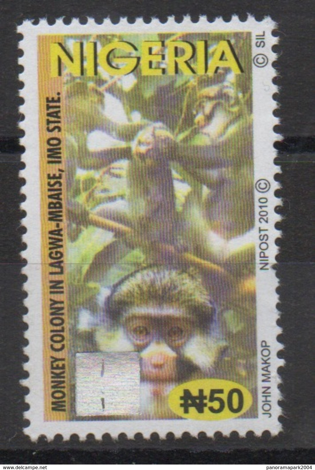 Nigeria 2010 Hologramm Hologramme Hologram Definitive Monkey Singe Ape Affe Fauna Faune MNH** - Nigeria (1961-...)
