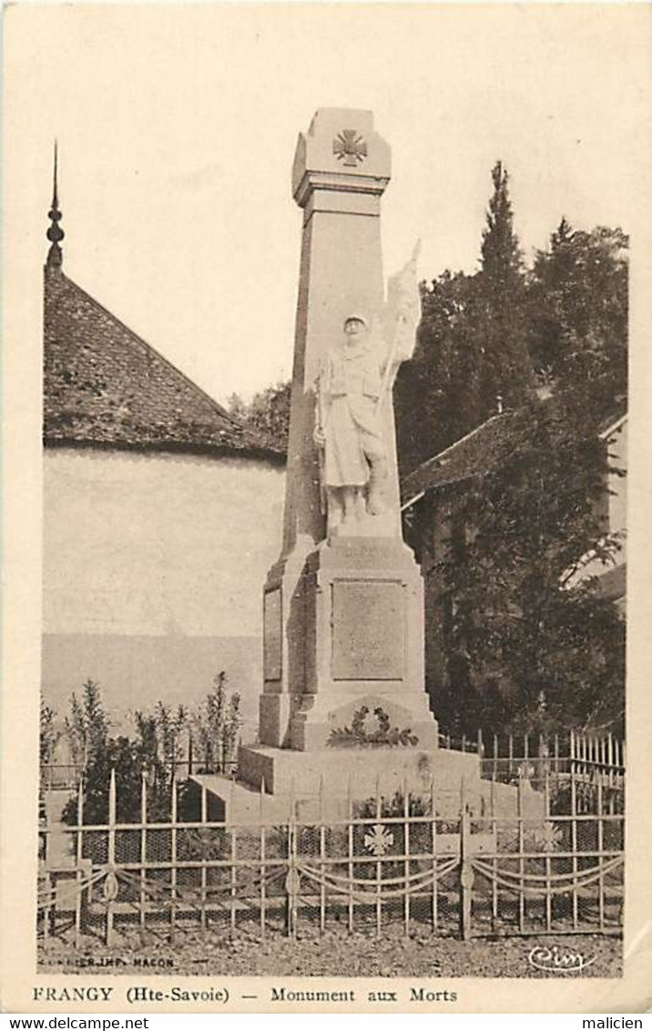 - Dpts Div-ref-BE70- Haute Savoie - Frangy - Monument Aux Morts Guerre 1914-18 - Monuments Aux Morts - - Frangy