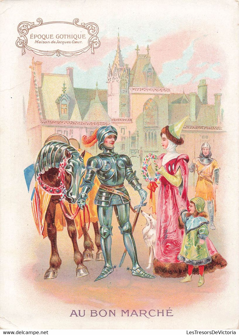 Chromo Au Bon Marché - Epoque Gothique Maison De Jacques Coeur - Paris - Expo Universelle 1900 - 11.5x16cm - Au Bon Marché