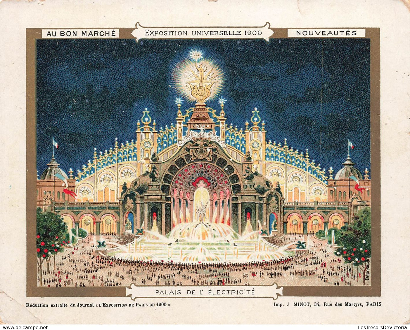 Chromo Au Bon Marché - Palais De L'électricité - Paris - Expo Universelle 1900 - 15x12cm - Au Bon Marché