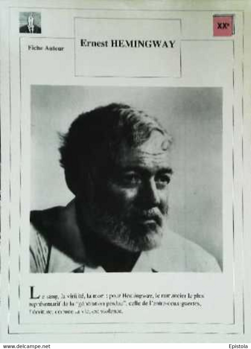 ►   Fiche   Litterature   Ernest Hemingway - Didactische Kaarten