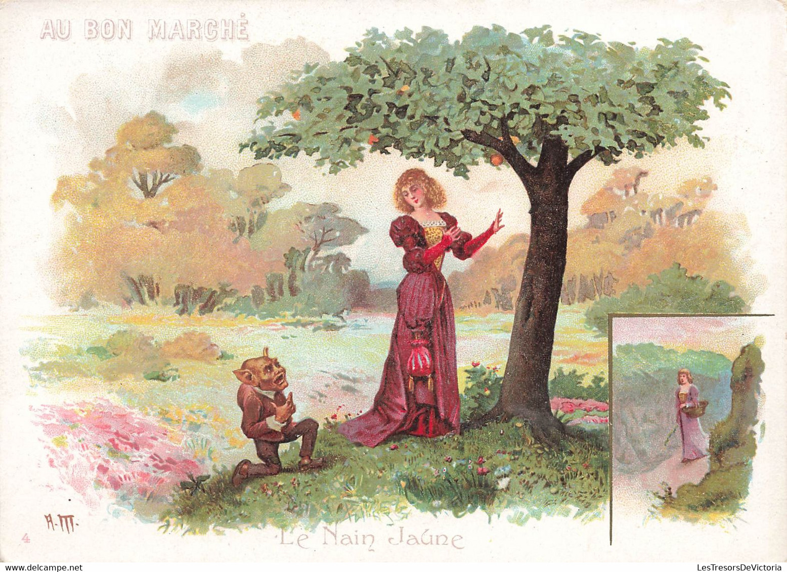 Chromo Au Bon Marché - Le Nain Jaune - Lithographie Parisienne - Illustration AM - Au Bon Marché