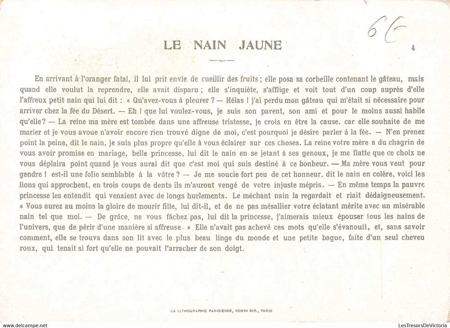 Chromo Au Bon Marché - Le Nain Jaune - Lithographie Parisienne - Illustration AM - Au Bon Marché