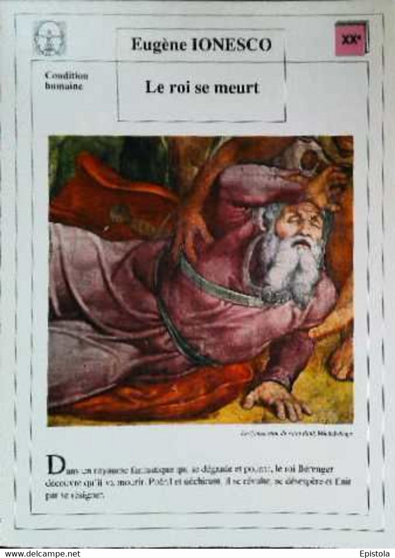 ►   Fiche   Litterature   Eugène Ionesco Le Roi Se Meurt La Conversion De Saint Paul Michel Ange - Learning Cards