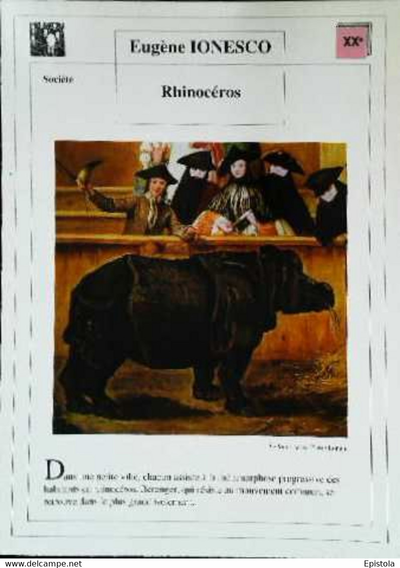 ►   Fiche   Litterature   Eugène Ionesco Rhinocéros Pietro Longhi - Learning Cards