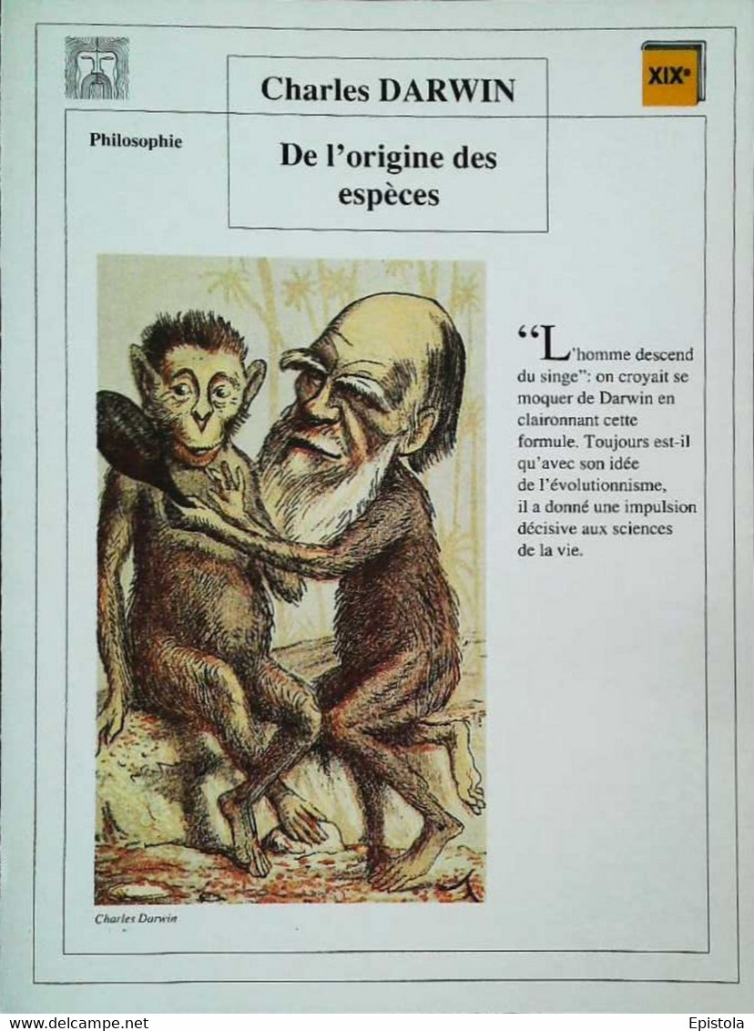 ►   Fiche   Litterature   Charles Darwin  De L'origine Des Espèces - Learning Cards