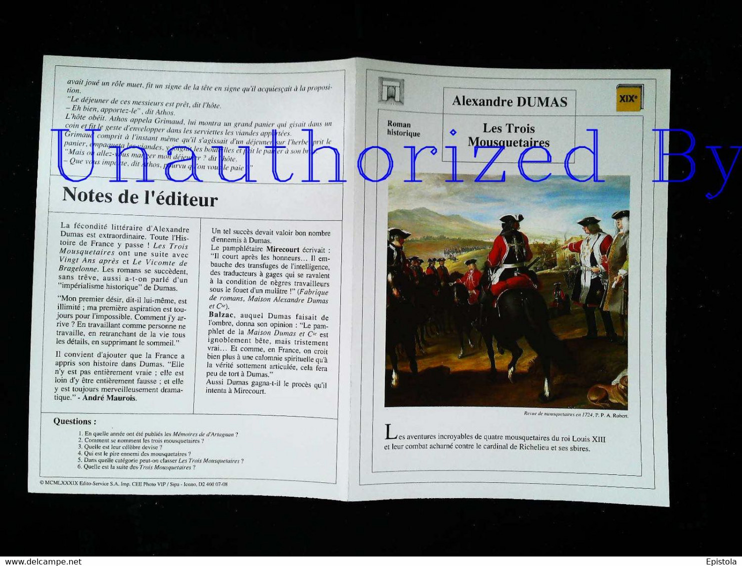 ►   Fiche   Litterature   Alexandre Dumas Les Trois Mousquetaires Revue De Mousquetaires P P A Robert - Learning Cards