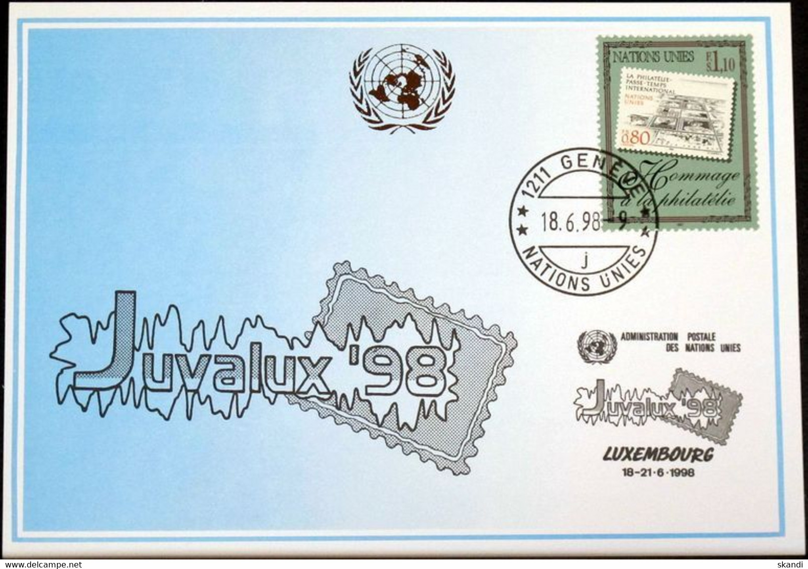 UNO GENF 1998 Mi-Nr. 292 Blaue Karte - Blue Card - Covers & Documents